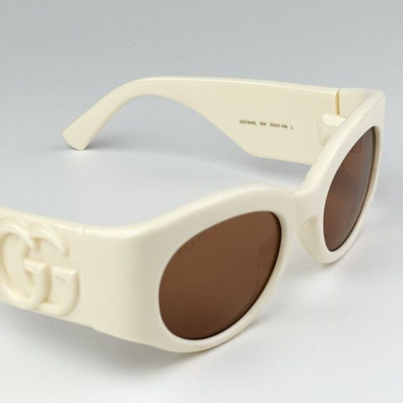 NEW Gucci GG1544S 004 Ivory Brown Unisex Oval Sunglasses GG 1544S - Picture 8 of 10